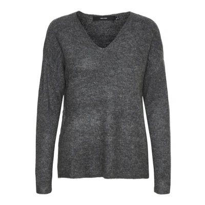 Abbildung von Vero Moda Vmcrewlefile LS Vneck NOOS Strickpullover, Damen, Größe: Large, Medium grey melange