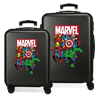 Abbildung von Marvel Avengers Sky Kofferset Schwarz 55/68 cms Hartschalen ABS Kombinationsschloss 104L 4 Doppelräder Handgepäck