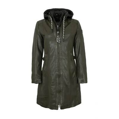 Abbildung von Gipsy by Mauritius Lederjacke GWMargo Damen Ledermantel Kapuze Lammnappa olive