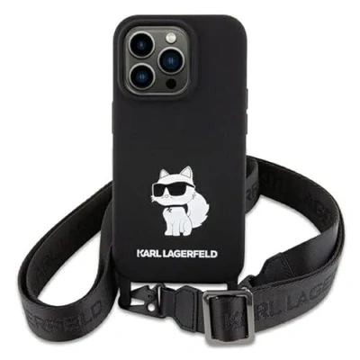 Abbildung von KARL LAGERFELD KLHCP15SSCBSCNK Hülle für iPhone 15 6.1&quot; hardcase Schwarz Crossbody Silicone Choupette
