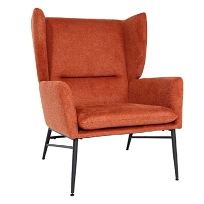 Abbildung von Lounge Sessel HWC L62, Ohrensessel Cocktailsessel Polstersessel, Stoff/Textil Metall Terracotta braun