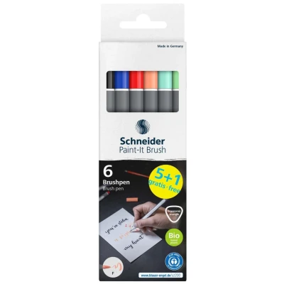 Abbildung von Schneider Brushpen Paint It 070 (Premium Pinselstifte mit flexibler Spitze und leuchtenden Farben für Kalligraphie, Hand Lettering mehr) 6 Stück sortiert Set 2