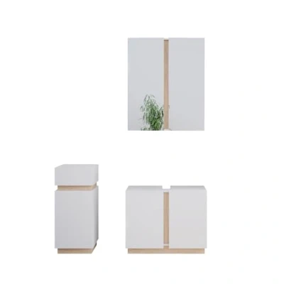 Abbildung von Vicco Badmöbel Set Gloria, Weiß/Sonoma, 3 Teile, mit Midischrank