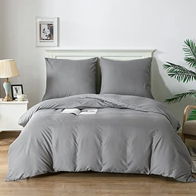 Abbildung von Good Nite Bettwäsche 135x200 2 teilig Grau Sets Mikrofaser Bettbezug cm + 1 Kissenbezug 80x80cm Atmungsaktiv Weich