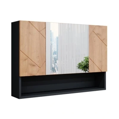 Abbildung von Vicco Badezimmerspiegelschrank Irma, Anthrazit/Eiche, 80 x 55 cm