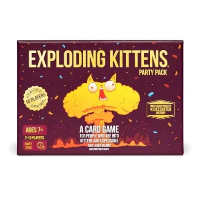 Abbildung von Exploding Kittens Party Pack 2 10 Players Ages 7+ 15 Minutes to Play Sized High Stakes Card Game, Ideal for Party, Family Game Night, Fun Kids and Adults