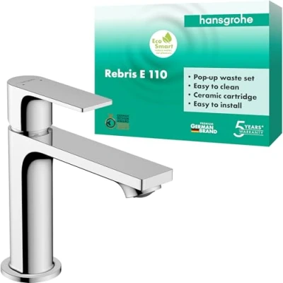 Abbildung von hansgrohe Waschtischarmatur &quot;Rebris E&quot;, 11cm, mit Zugstangen Ablaufgarnitur