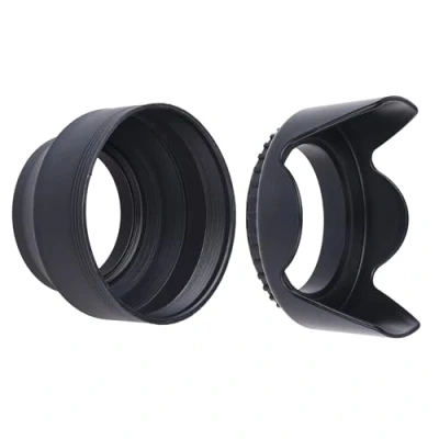 Abbildung von 52mm 2 Kamera Objektiv Sonnenblenden Gummi (Zusammenklappbar) + Tulpe Blume Sonnenschutz Reduziert Flare und Blendung Blöcke überschüssiges Sonnenlicht