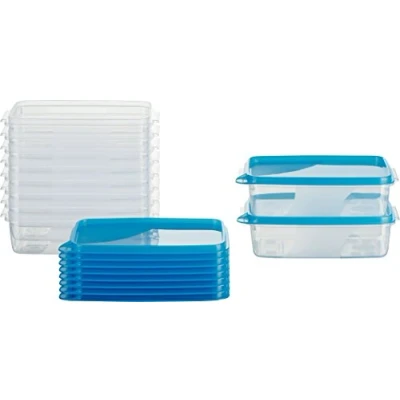 Abbildung von MiraHome Gefrierdosen 10x0,5L rechteckig blau Vorratsdosen mit Deckel luftdicht Transparente Frischhaltedosen Aufbewahrungsbox Küche für Mealprep &amp; Organisation Austrian Quality