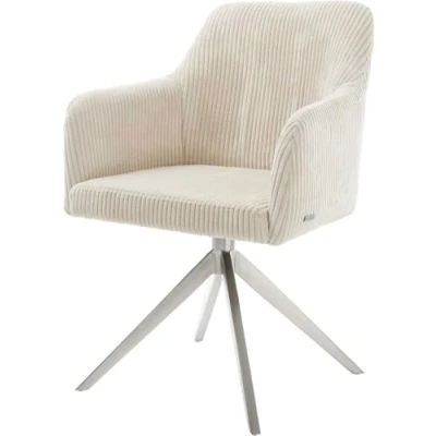 Abbildung von DELIFE Polsterstuhl Greg Flex, Kreuzgestell breit Edelstahl Cord Beige 360 drehbar