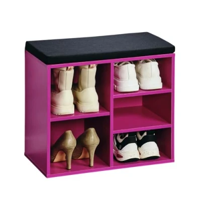 Abbildung von Kesper Schuhschrank mit Sitzkissen, Material: Faserplatte, Maße: B51,5 x H48 cm L29,5 cm, Farbe: Pink, Schwarz 15964