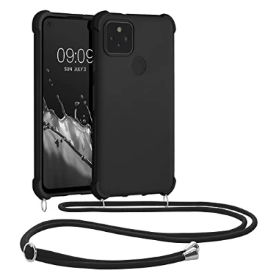 Abbildung von kwmobile Necklace Case kompatibel mit Google Pixel 5 Hülle Cover Kordel zum Umhängen Silikon Schutzhülle Schwarz