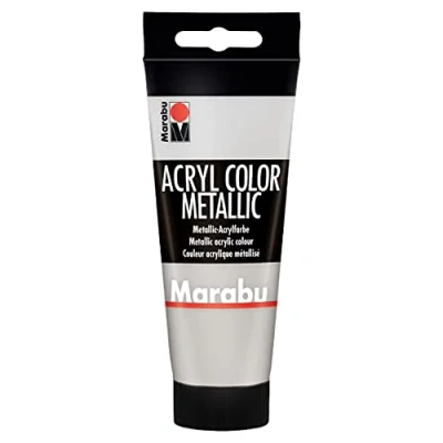 Abbildung von Marabu 12010050082 Acryl Color silber 100 ml, cremige Acrylfarbe auf Wasserbasis, schnell trocknend, lichtecht, wasserfest, zum Auftragen mit Pinsel und Schwamm Leinwand, Papier Holz
