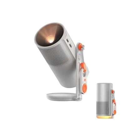 Abbildung von XGIMI MoGo 4 Mini Beamer mit Akku Smart Outdoor Heimkino Google TV &amp; Netflix, 360 Ständer, 2,5h Laufzeit, 2x6W Harman Kardon, inkl. magnetischem Filter
