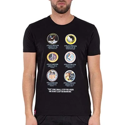 Abbildung von Alpha Industries Mission Tshirt print, Herren, Größe: Large, Black