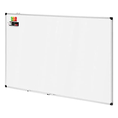 Abbildung von Amazon Basics Magnetisches Whiteboard mit Stiftablage und Aluminiumleisten, trocken abwischbar, 150 cm x 100 (B H), Weiß