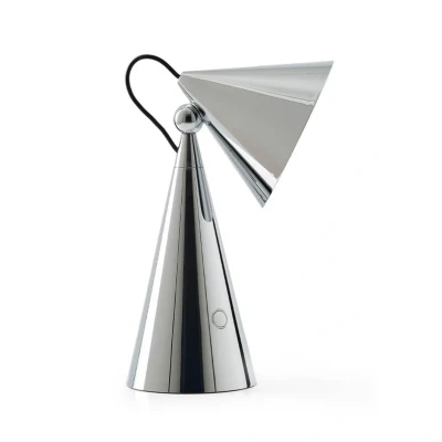 Abbildung von Tom Dixon LED Akku Tischlampe Pose, silberfarben, Höhe 25 cm