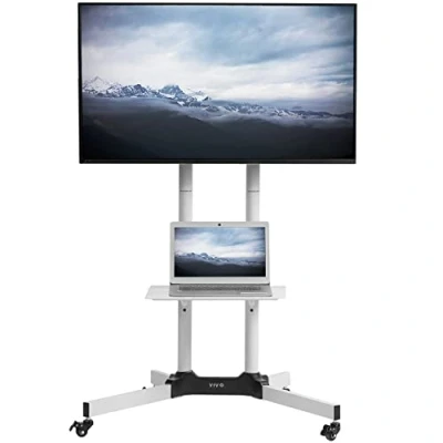 Abbildung von VIVO Weiß Mobile tv Wagen für LCD LED Plasma Flachbildschirme mit Rädern Stehen passt 32&quot; bis 65&quot; (Stand tv03w)