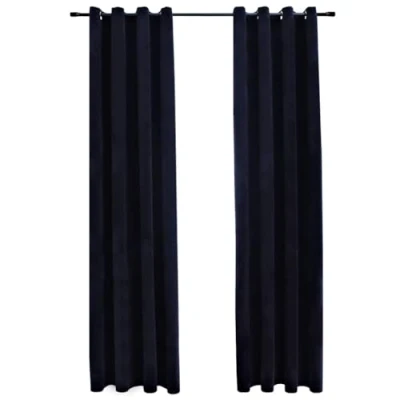 Abbildung von vidaXL 2X Vorhang Verdunkelung mit Ösen Verdunkelungsvorhang Kräuselband Schlaufe Thermo Gardine Blickdicht Samt Schwarz 140x175cm