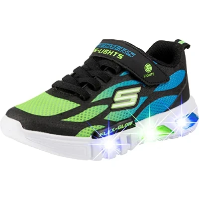 Abbildung von Skechers Jungen Flex glow Dezlom Sneaker, Black Synthetic Textile Blue Lime Trim, 28.5 EU