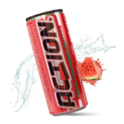 Abbildung von ACTION Energy Drink Watermelon Zero Edition 24 Dosen x 250ml 32mg/100ml Koffein Energiekick mit erhöhtem Koffeingehalt inkl. Pfand EINWEG