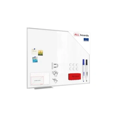 Abbildung von ALLboards Magnetisches Whiteboard 120x90cm Magnettafel mit Aluminiumrahmen und Stifteablage, Weiß Magnetisch Tafel, Trocken Abwischbar, Wiederbeschreibbar Weißtafel