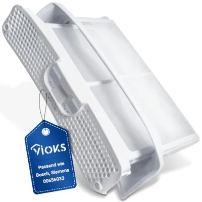 Abbildung von VIOKS Flusensieb Filter Filtertasche Ersatz für Siеmens Nеff Bosch 00656033 656033 Weiß Sieb Trockner Fusselsieb fuer Waeschetrockner IQ300 IQ390 IQ500 IQ700 IQ790 IQ800 IQ890