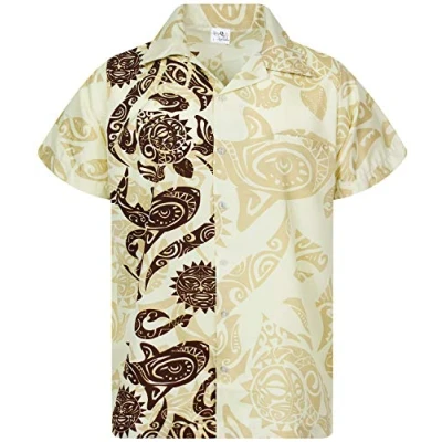 Abbildung von King Kameha Funky Hawaiihemd, Kurzarm, Maori Wedding New, Beige, 5XL