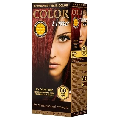 Abbildung von COLOR TIME Permanente Haarfarbe 66 Rubintraum Angereichert mit Gelée Royale und Vitamin C Haarfärbung 100% Grauabdeckung 100 ml