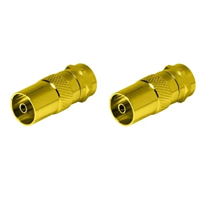 Abbildung von SAT FOX Antennenadapter Kabel auf Adapter SET 2 Stück F Stecker IEC Buchse Kupplung Verbinder Koaxial