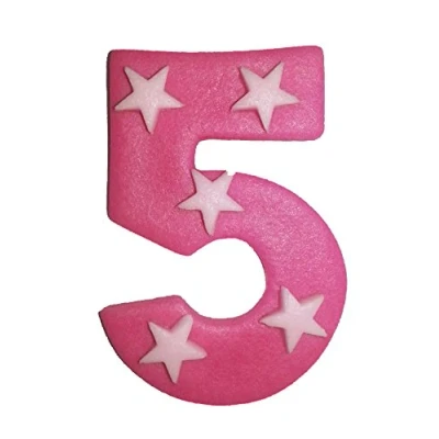 Abbildung von 6.5cm Rosa Zahl mit Sternen: 5