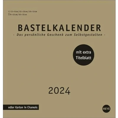 Abbildung von Bastelkalender 2024 Premium gold mittel. Blanko Kalender zum Basteln mit Spiralbindung und Monatskalendarium. Foto 2024.