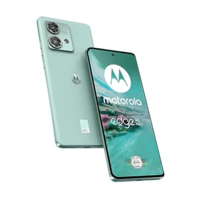 Abbildung von Motorola edge40 neo Smartphone (6,55&#039; FHD+ Display, 50 MP Kamera, 12/256 GB, 5000 mAh, Android 13) Soothing Sea, inkl. Schutzcover + KFZ Adapter [Exklusiv bei Amazon]