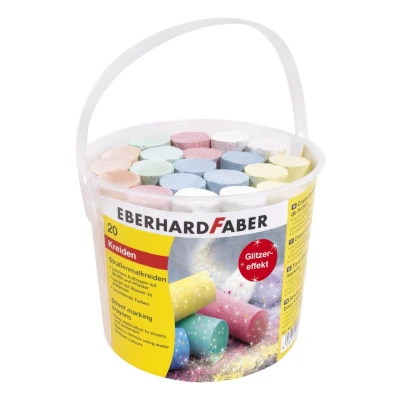 Abbildung von Faber Castell Malkreide 526520 Glitzer Straßenmalkreiden, Eimer mit 20 Kreiden