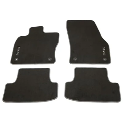 Abbildung von Volkswagen 2GA061270AWGK Fußmatten Premium Velours Textilfußmatten 4X Stoffmatten, schwarz, mit T ROC Schriftzug
