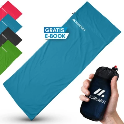 Abbildung von Nordmut Innenschlafsack NORDMUT® Hüttenschlafsack Ultraleicht aus Baumwolle, YKK Zipper, Durchgängiger Reißverschluss, Kissenfach