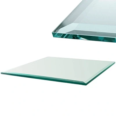 Abbildung von Euro Tische Glasplatte für Kaminofen und Tischplatte in 90x70cm Facettenschliff, Schutzplatte mit 6mm ESG Sicherheitsglas, Funkenschutzplatte, Glasboden Kamin (Klarglas)