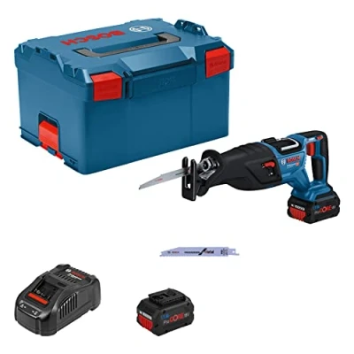 Abbildung von Bosch Professional 18V System BITURBO Akku Säbelsäge GSA 28 (inkl. 2x ProCORE Akkus 5.5Ah, Ladegerät GAL 1880, L BOXX)