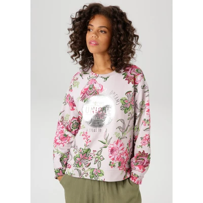 Abbildung von Aniston CASUAL Sweatshirt, im extravaganten Blumendruck mit Folienprint NEUE KOLLEKTION
