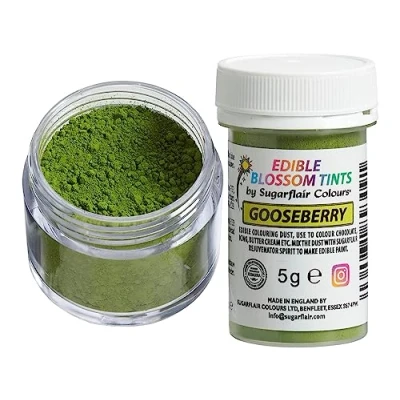 Abbildung von Sugarflair Blossom Tint Dust Lebensmittelfarbe Pulver Gooseberry Lebensmittel Farbe für Kuchenoberflächen, Zuckerpaste, Fondant, Zuckerguss, Schokolade, Buttercreme, Macarons und mehr 5g