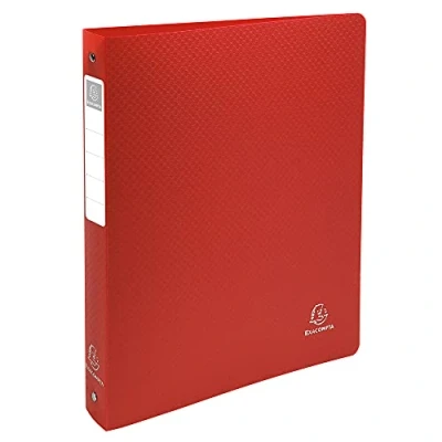 Abbildung von Exacompta 51395E Premium Ringbuch OPAK DIN A4 aus festem Kunststoff mit 4 Ringen 40 mm breit rot ideal für Schule und Büro Ringhefter Ringordner Ringbuchordner