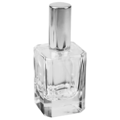 Abbildung von Fantasia Flakon, Quadrat, mit Zerstäuberpumpe und Kappe, für 50 ml, silber