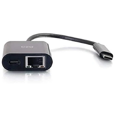Abbildung von C2G USB C zu Ethernet Adapter mit Strom Delivery Schwarz Netzwerkadapter Gigabit x 1