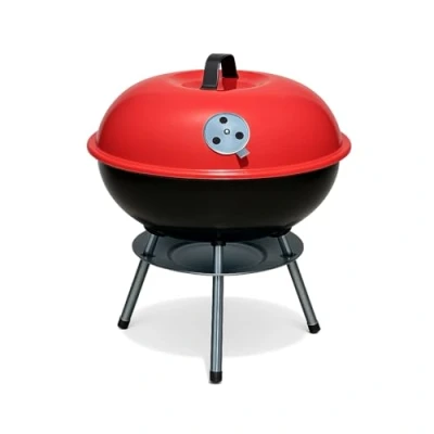 Abbildung von &quot;Kompakter Kugelgrill 35 cm von Benson Garden Tragbarer Holzkohlegrill mit einstellbarer Luftzufuhr, Aschesammelfach und Zusatzgitter Perfekt für Balkon, Garten Camping&quot;