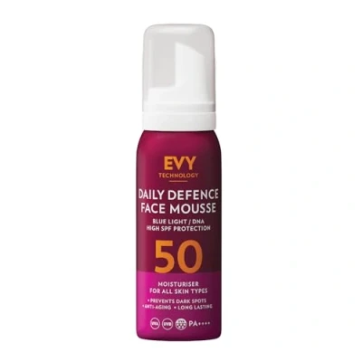 Abbildung von EVY Tagescreme Mousse (75ml) mit UV Schutz LSF 50 neueste Anti Aging Technologie, feuchtigkeitsspendend, parfümfrei, vegan. Scincancer Awareness Program