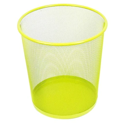 Abbildung von Leviatan Papierkorb Büro 12L Abfalleimer, aus Drahtgeflecht Mülleimer, Papiereimer Metall Büroeimer Mesh Runder, Limonenfarben