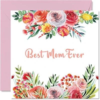 Abbildung von Geburtstagskarten für Mutter Best Mom Ever Schöne Happy Birthday Karte von Tochter Sohn, Geburtstagsgeschenke, 145 mm x Muttertag Grußkarten Mama