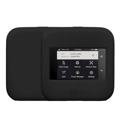 Abbildung von kwmobile Hülle kompatibel mit NETGEAR Nighthawk M6 Pro / Case Tasche für mobiles WLAN Router Cover mobiler Hotspot Wi Fi Zubehör Schwarz