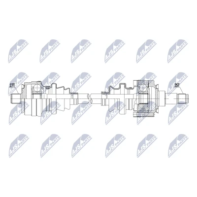 Abbildung von NTY NPW ME 190 Antriebswelle Hinterachse links, rechts 621mm Schaltgetriebe, Automatikgetriebe