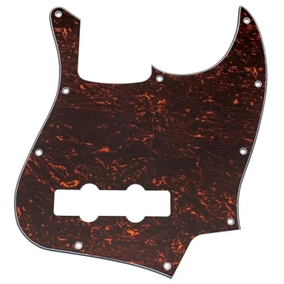 Abbildung von Musiclily 10 Löcher J Bass Pickguard JB Schlagbrett für Fender American/Mexican Standard Jazz Bass,4 lagig Red Tortoise